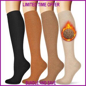 Knee High Thermal Boot Socks Women's Winter Running Hiking Thick